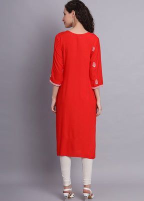 Orange Readymade Rayon Kurti - Indian Silk House Agencies