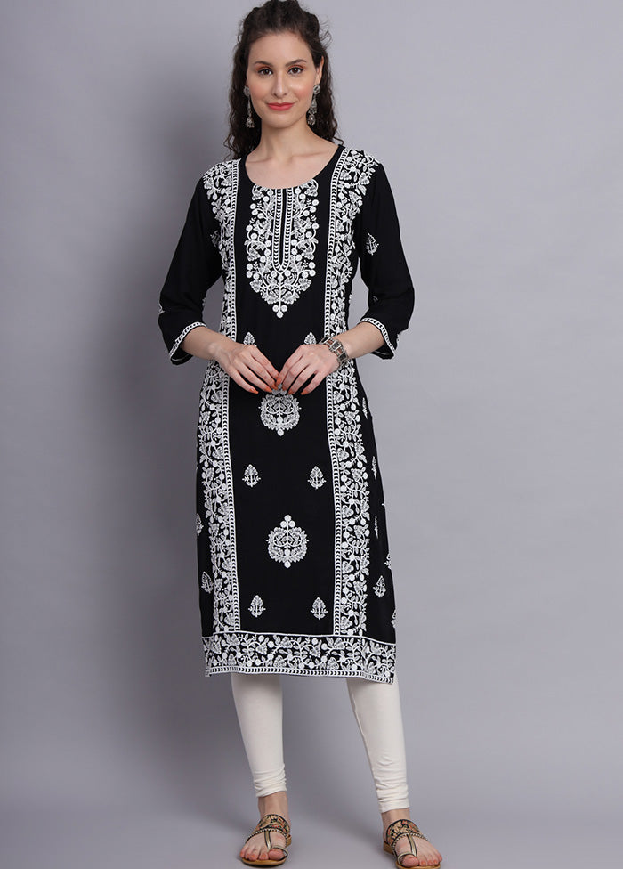 Black Readymade Rayon Kurti - Indian Silk House Agencies