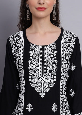 Black Readymade Rayon Kurti - Indian Silk House Agencies