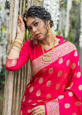 Pink Spun Silk Saree With Blouse Piece - Indian Silk House Agencies