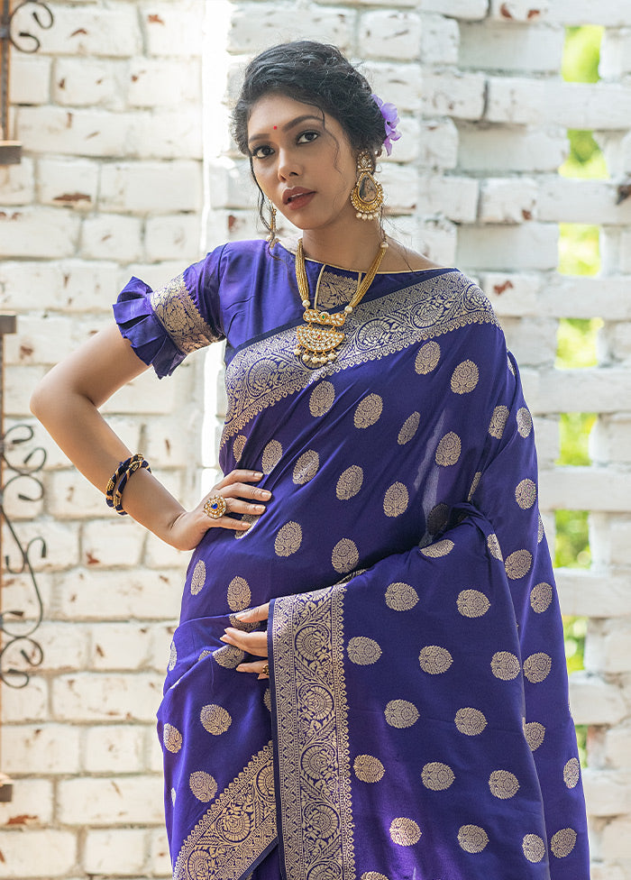 Royal Blue Spun Silk Saree With Blouse Piece - Indian Silk House Agencies