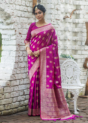 Wine Spun Silk Saree With Blouse Piece - Indian Silk House Agencies