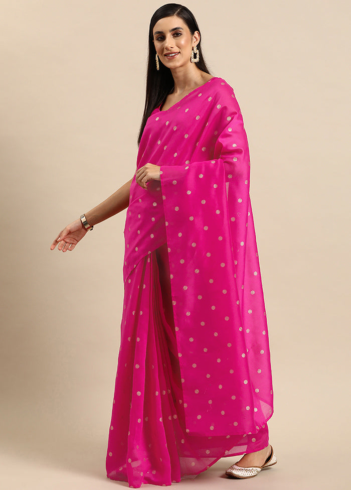 Fuchsia Spun Silk Saree With Blouse Piece - Indian Silk House Agencies