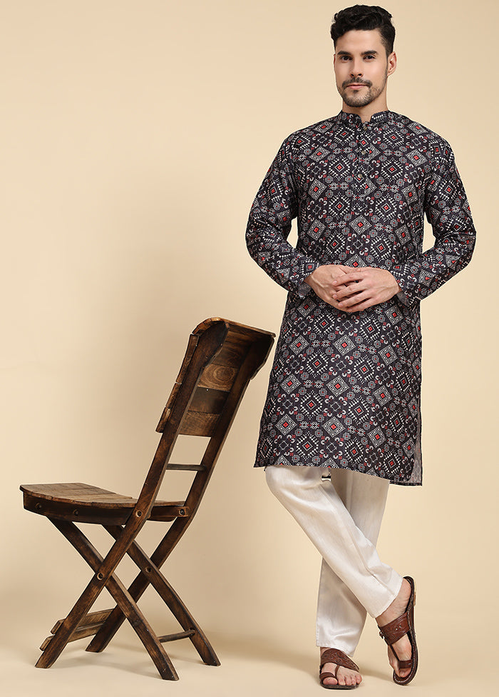 Multicolor Mandarin Collar Dupion Silk Kurta - Indian Silk House Agencies