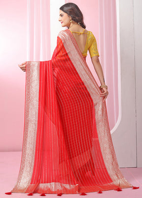 Red Georgette Saree With Blouse Piece - Indian Silk House Agencies