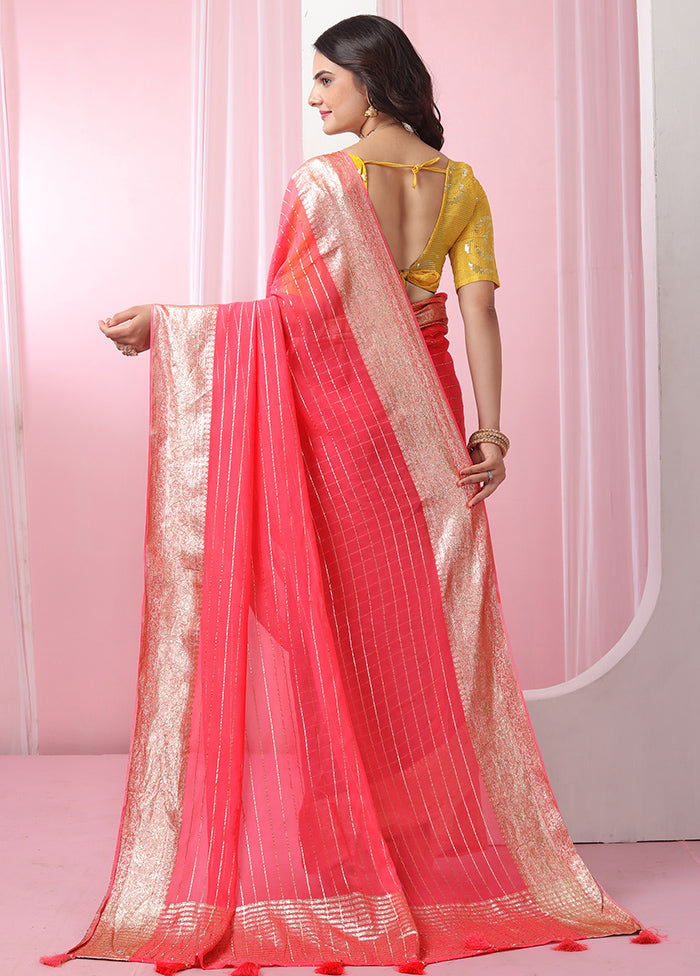 Pink Georgette Saree With Blouse Piece - Indian Silk House Agencies