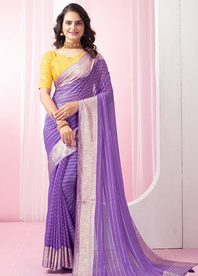 Purple Georgette Saree With Blouse Piece - Indian Silk House Agencies