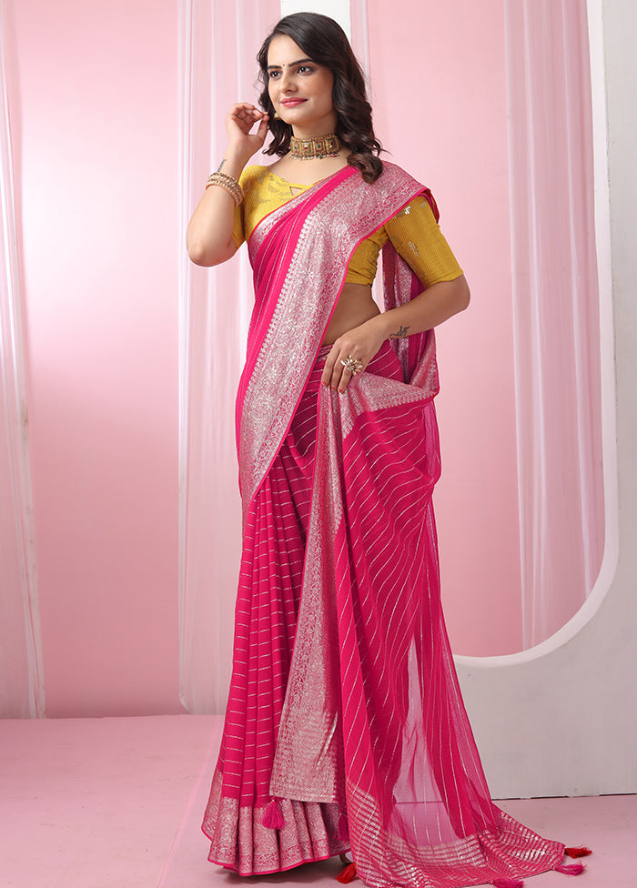 Magenta Georgette Saree With Blouse Piece - Indian Silk House Agencies