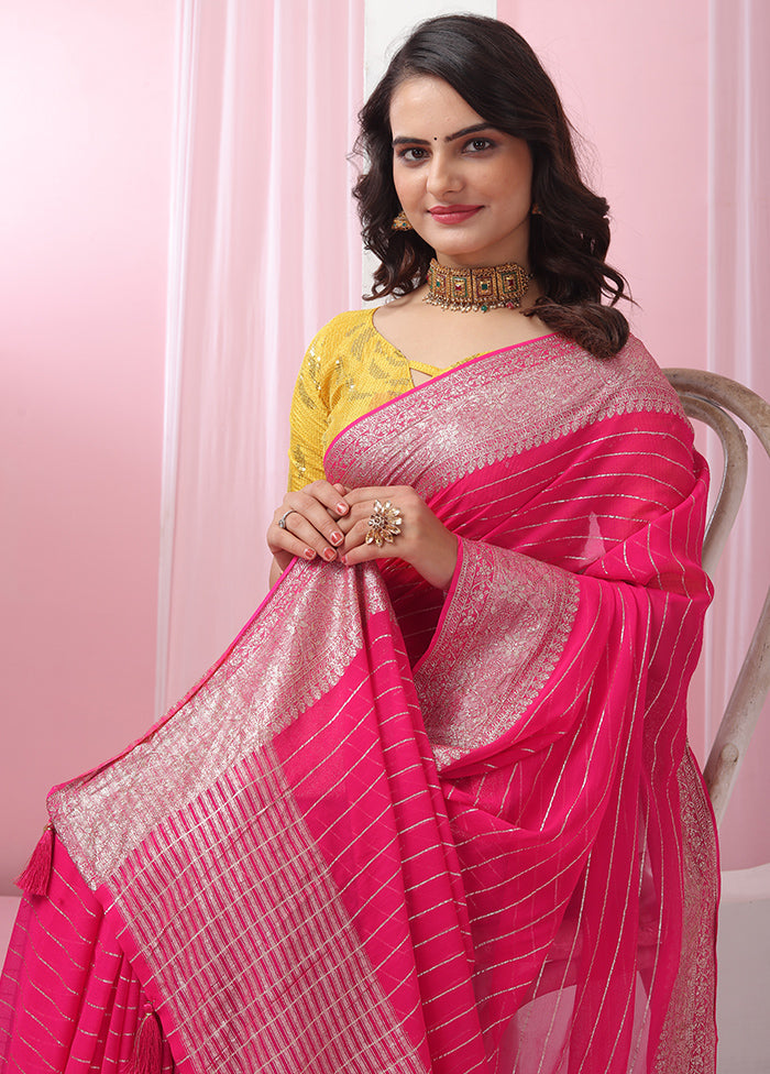 Magenta Georgette Saree With Blouse Piece - Indian Silk House Agencies