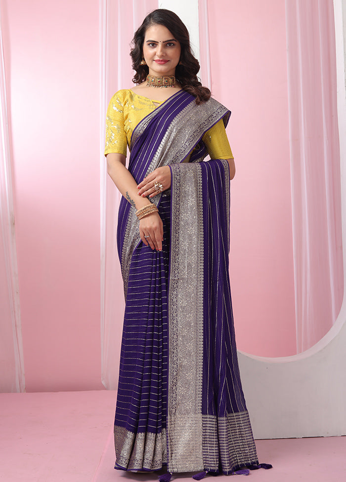 Voilet Georgette Saree With Blouse Piece - Indian Silk House Agencies