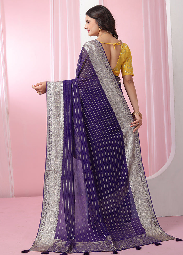 Voilet Georgette Saree With Blouse Piece - Indian Silk House Agencies