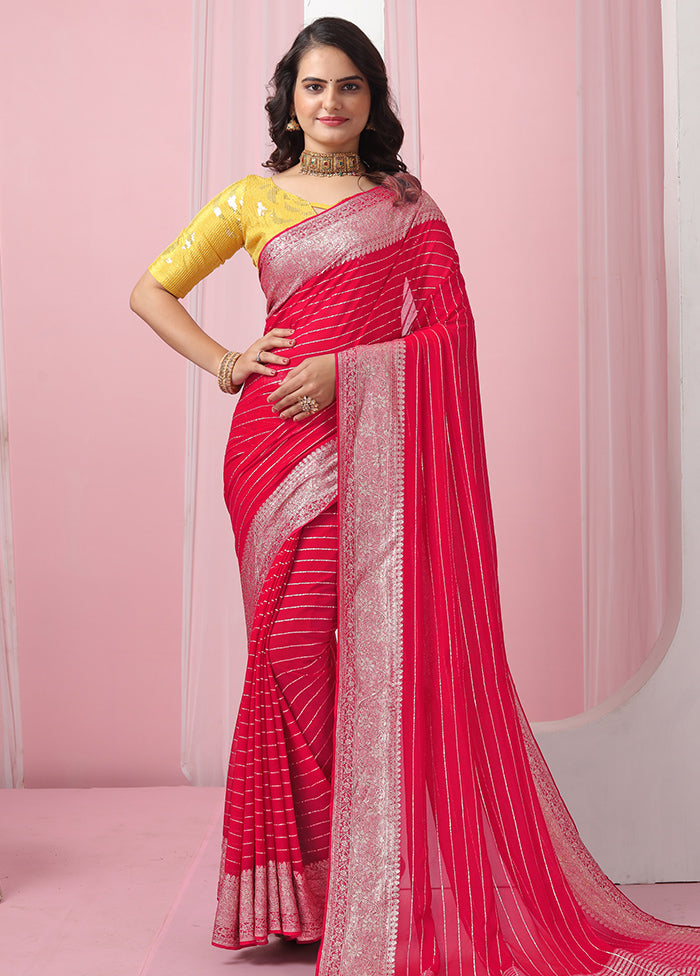 Pink Georgette Saree With Blouse Piece - Indian Silk House Agencies