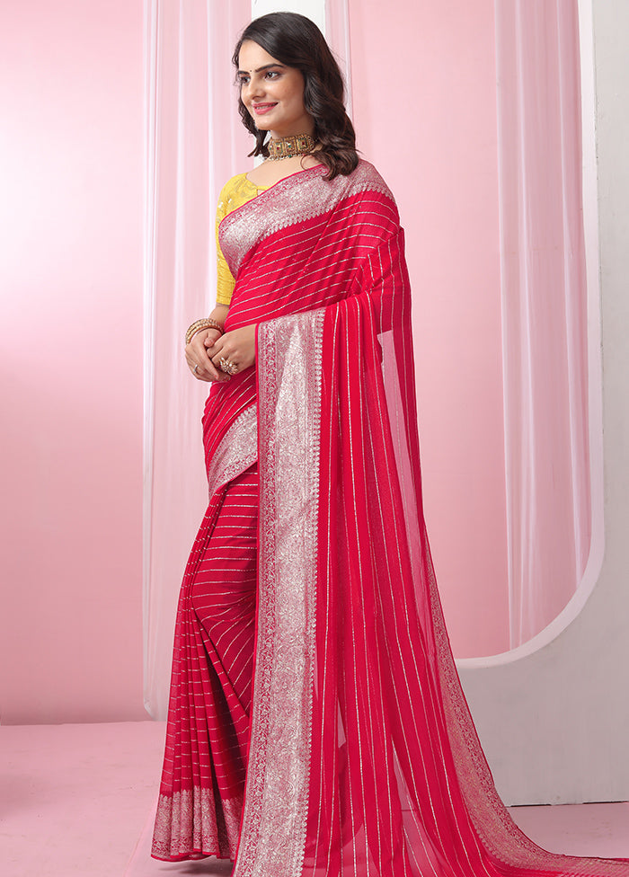 Pink Georgette Saree With Blouse Piece - Indian Silk House Agencies