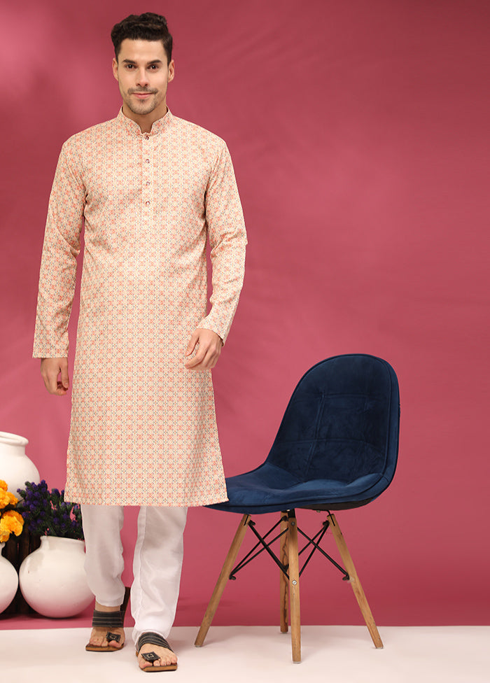 Multicolor Mandarin Collar Dupion Silk Kurta - Indian Silk House Agencies