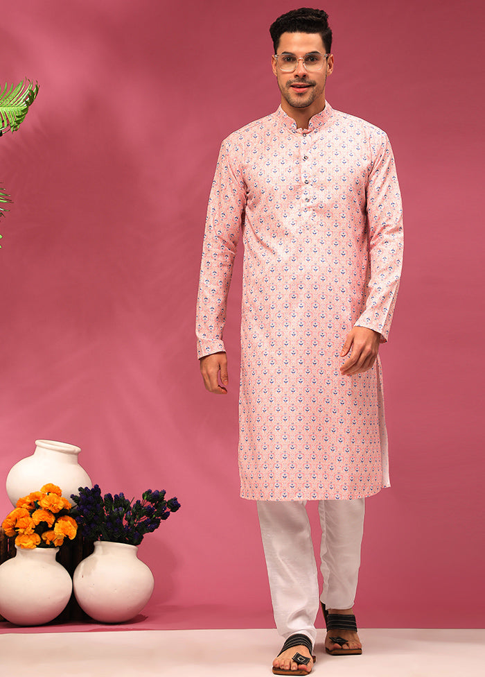 Multicolor Mandarin Collar Dupion Silk Kurta - Indian Silk House Agencies