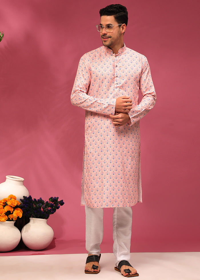 Multicolor Mandarin Collar Dupion Silk Kurta - Indian Silk House Agencies