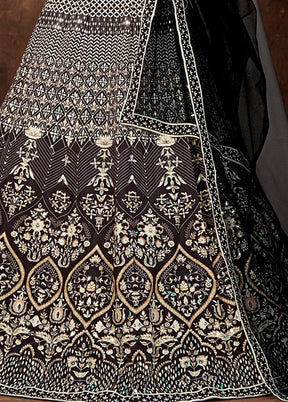 3 Pc Grey Silk Semi Stitched Lehenga Set