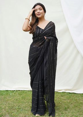 Black Georgette Saree With Blouse Piece - Indian Silk House Agencies