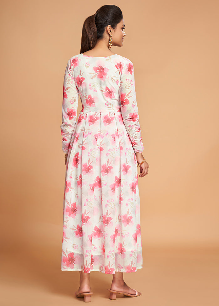 Off White Readymade Georgette Indian Dress - Indian Silk House Agencies