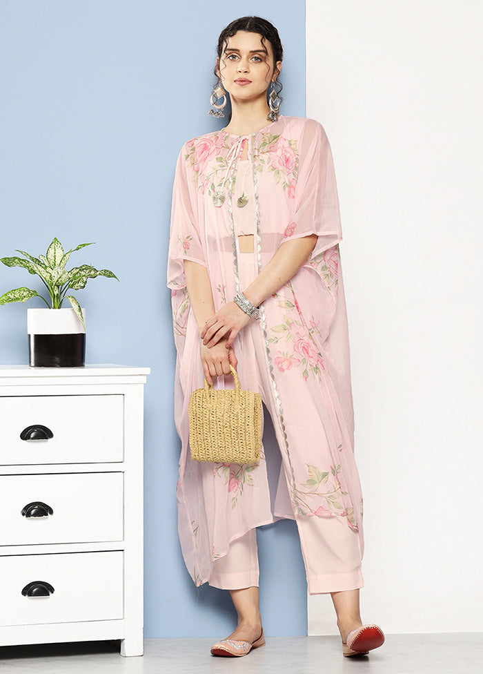 3 Pc Pink Readymade Silk Suit Set - Indian Silk House Agencies