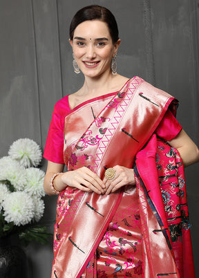 Pink Dupion Silk Saree With Blouse Piece - Indian Silk House Agencies