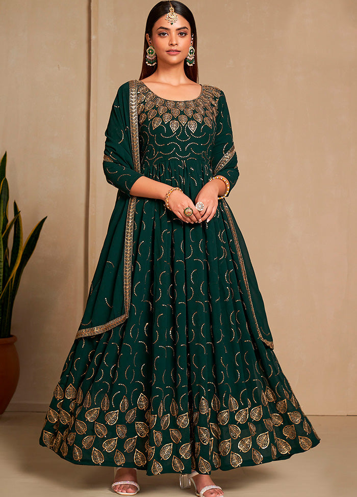 Green Semi Stitched Georgette Indian Dress - Indian Silk House Agencies