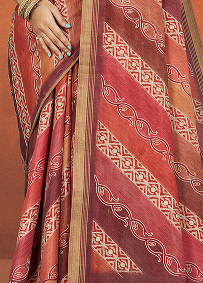 Mauve Spun Silk Saree With Blouse Piece - Indian Silk House Agencies