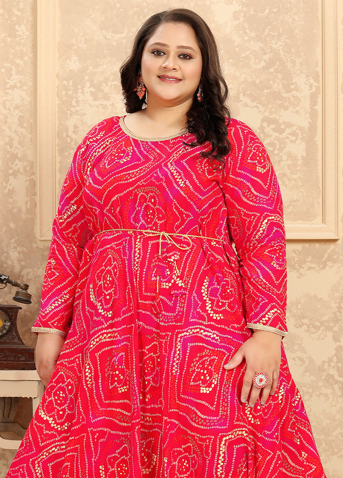 Pink Readymade Rayon Gown - Indian Silk House Agencies