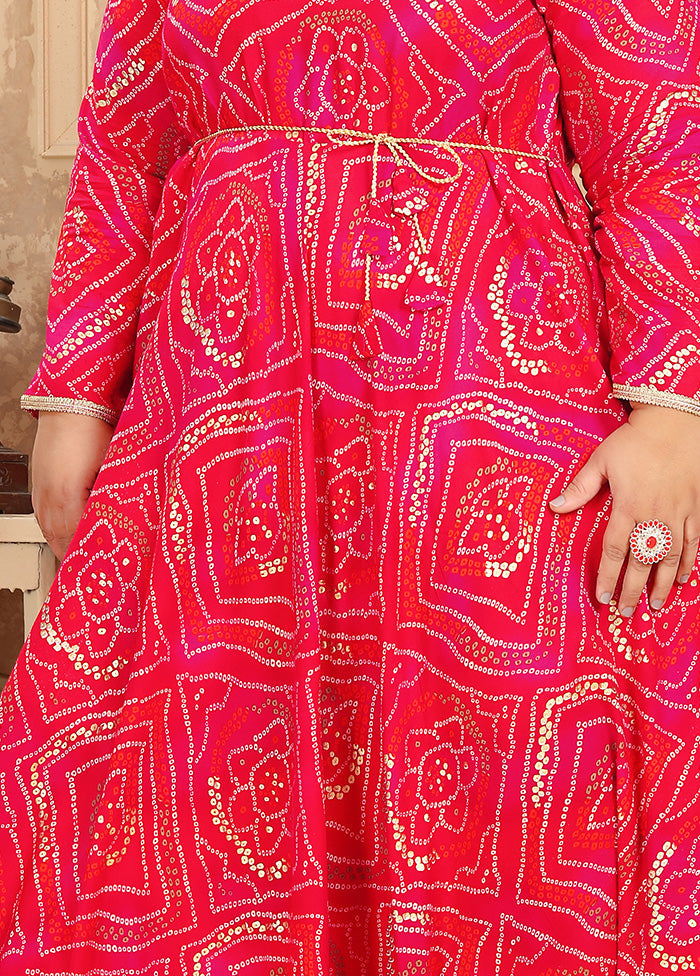 Pink Readymade Rayon Gown - Indian Silk House Agencies