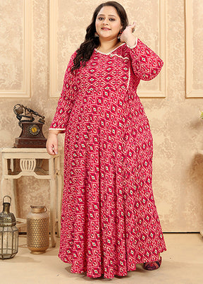 Pink Readymade Rayon Gown - Indian Silk House Agencies