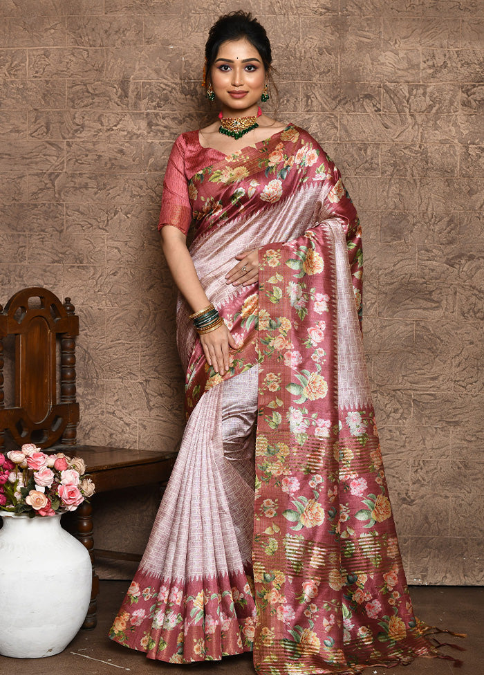 Pink Dupion Silk Saree With Blouse Piece - Indian Silk House Agencies