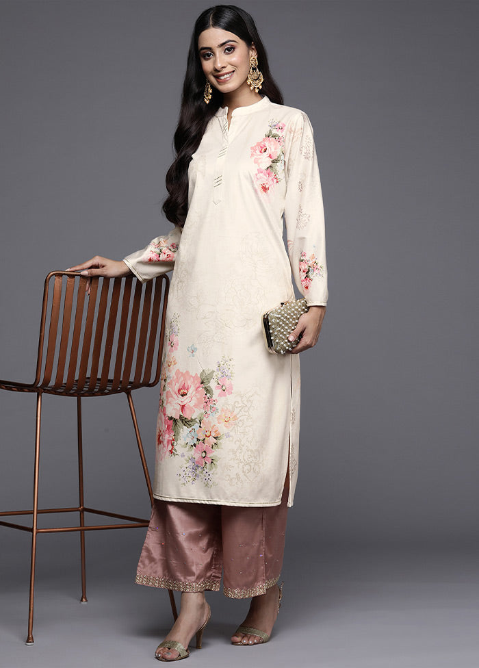 Off White Readymade Velvet Kurti - Indian Silk House Agencies