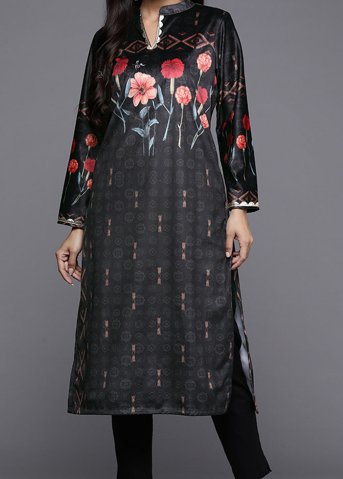 Black Readymade Velvet Kurti - Indian Silk House Agencies