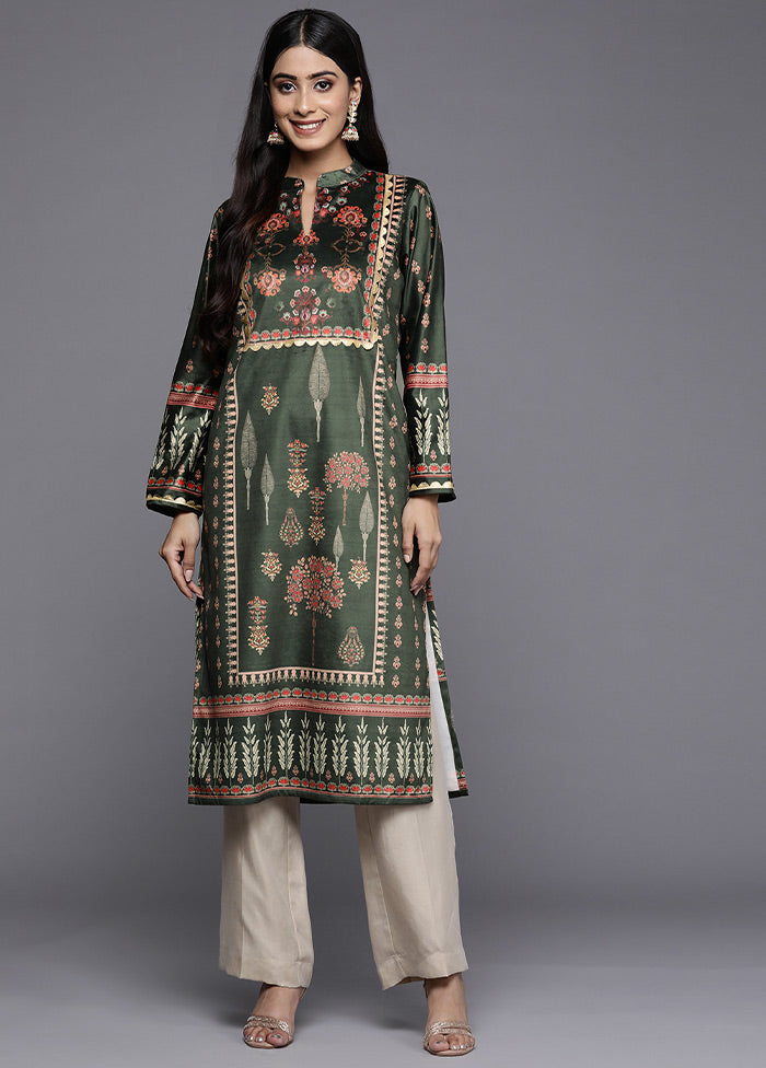 Green Readymade Velvet Kurti - Indian Silk House Agencies