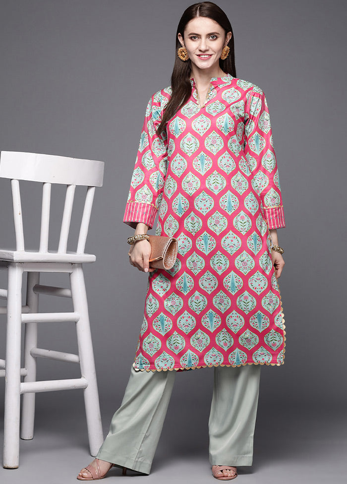 Pink Readymade Velvet Kurti - Indian Silk House Agencies