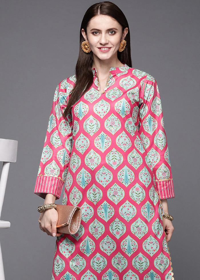 Pink Readymade Velvet Kurti - Indian Silk House Agencies