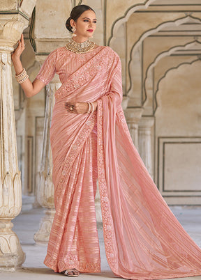 Pink Silk Saree With Blouse Piece - Indian Silk House Agencies