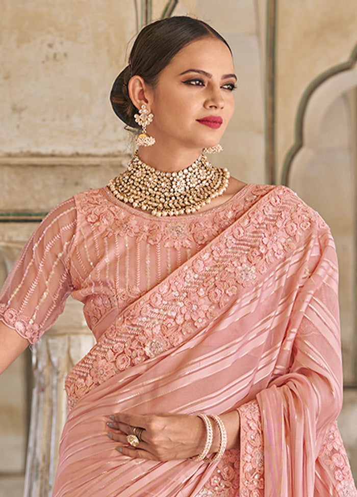 Pink Silk Saree With Blouse Piece - Indian Silk House Agencies