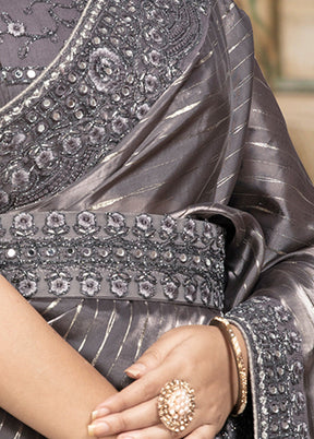 Grey Silk Saree With Blouse Piece - Indian Silk House Agencies