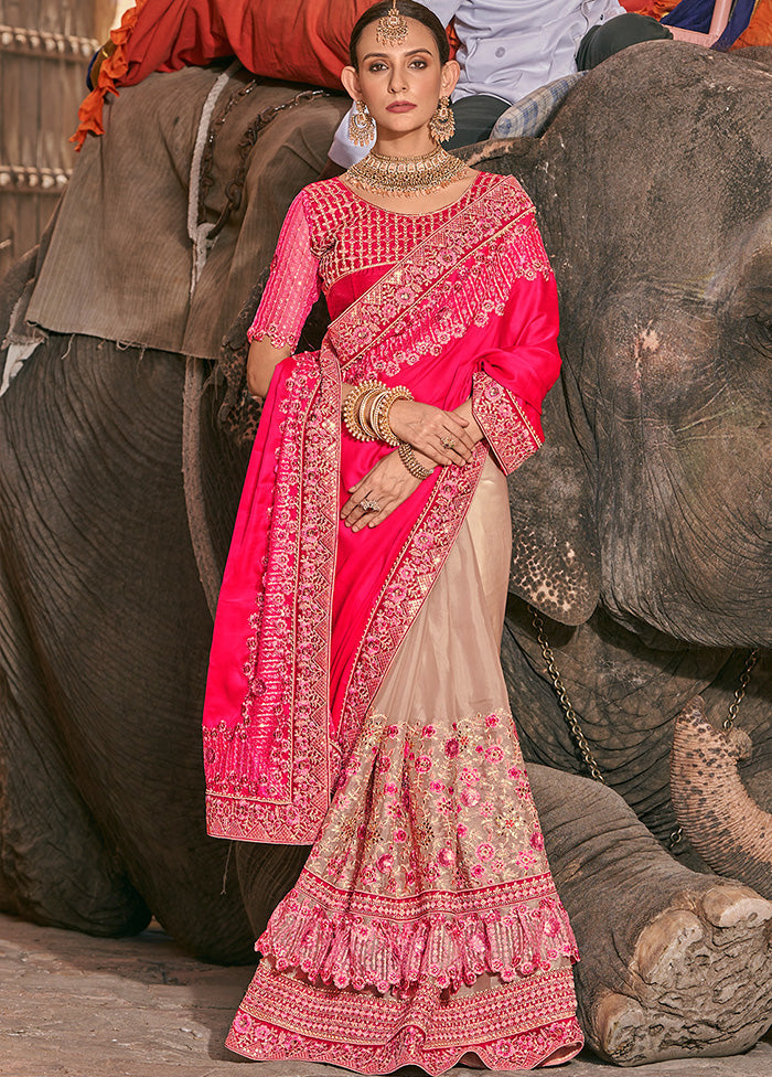 Pink Silk Saree With Blouse Piece - Indian Silk House Agencies