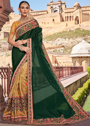 Green Silk Saree With Blouse Piece - Indian Silk House Agencies