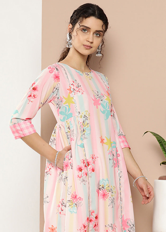 Pink Readymade Georgette Kurti - Indian Silk House Agencies