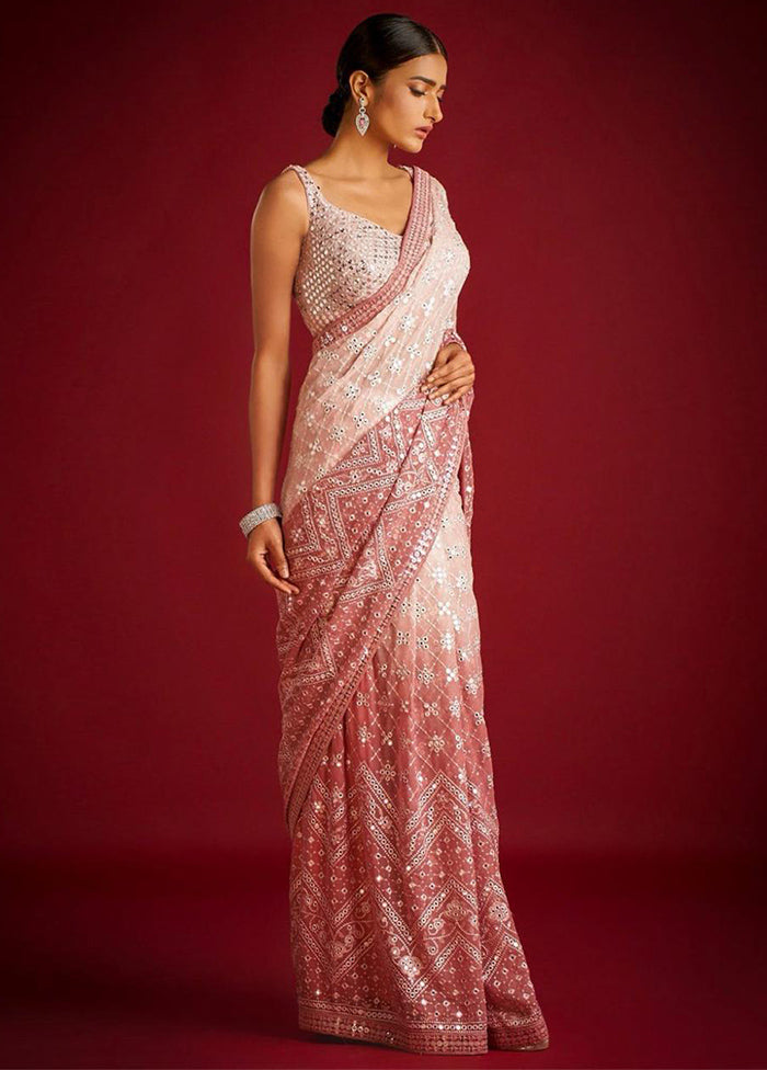 Peach Georgette Saree With Blouse Piece - Indian Silk House Agencies