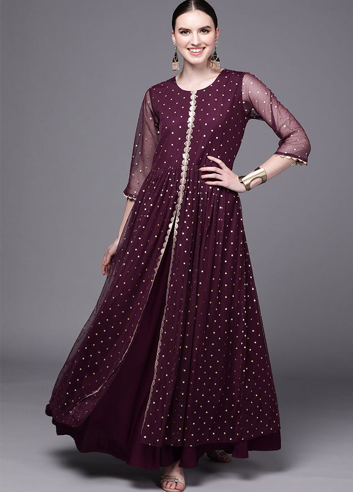 Wine Readymade Net Kurti - Indian Silk House Agencies