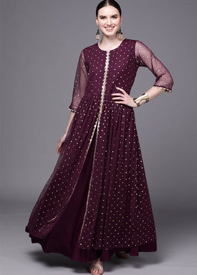 Wine Readymade Net Kurti