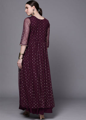 Wine Readymade Net Kurti - Indian Silk House Agencies