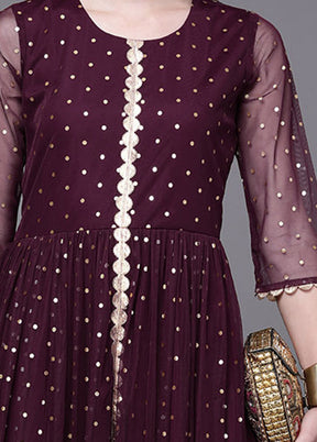 Wine Readymade Net Kurti - Indian Silk House Agencies