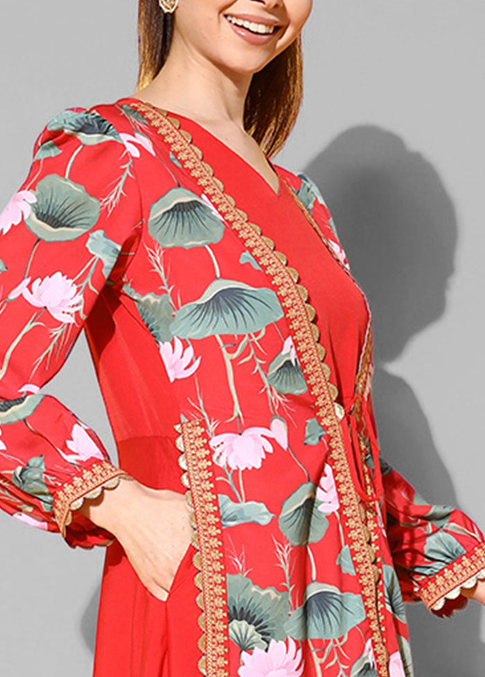 Red Readymade Silk Kurti - Indian Silk House Agencies