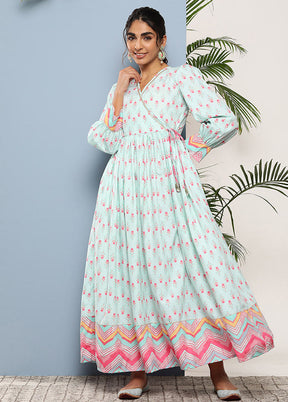 Sea Green Readymade Silk Kurti - Indian Silk House Agencies