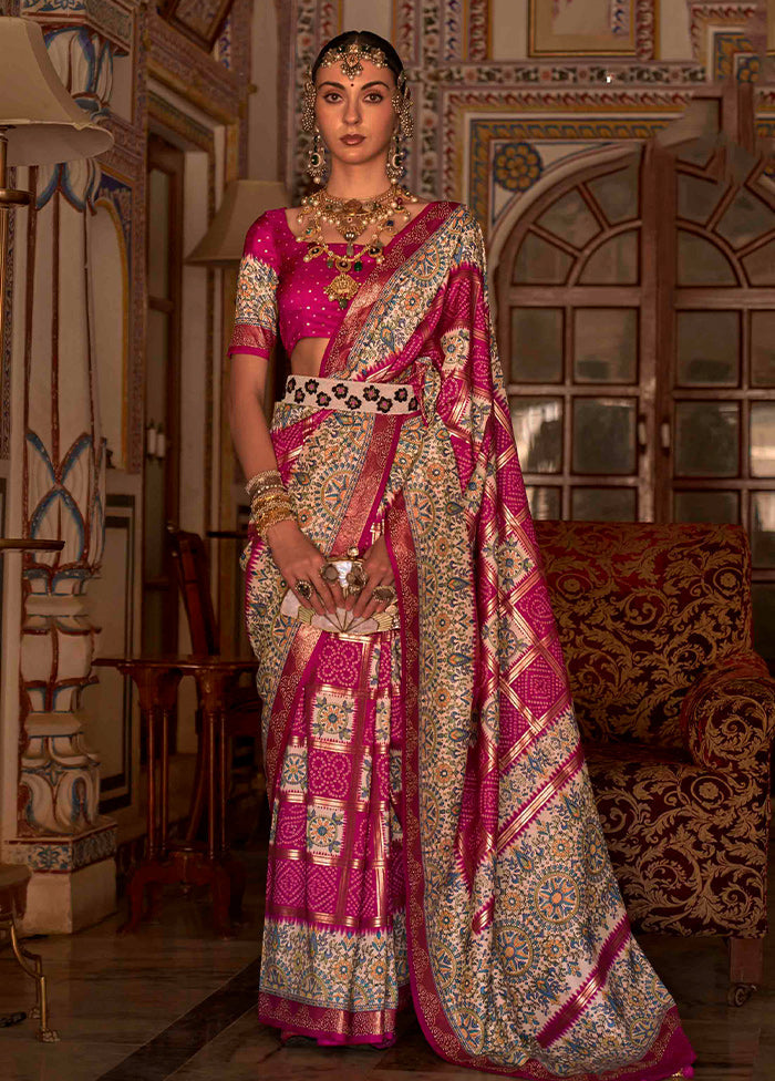 Pink Dupion Silk Saree With Blouse Piece - Indian Silk House Agencies